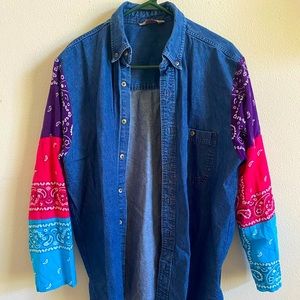 Urban outfitters bandana denim shirt. Size large